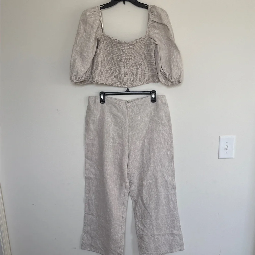 Reformation 100% Linen Elegant Cream Women's Pants & Jumpsuit Set